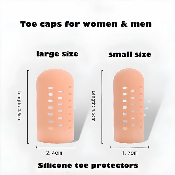 10 Pack Toe Caps and Toe Protectors for Women & Men Silicone Toe Covers Cushions for Pain Relief,Toe Bandages and Sleeves for Ingrown Toenails,Corns,Calluses,Blisters(4L +6 S) (Flesh Color)