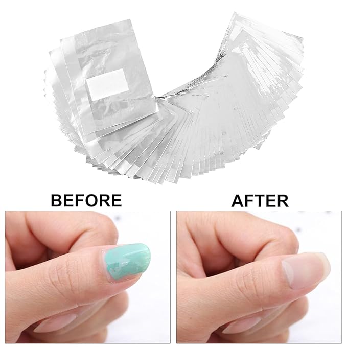 Nail Polish Remover Wraps, Aluminium Nail Foil Wraps, Nail Art Soak off Gel Polish Remover with Pre-Attached Lint-Free Cotton Pads for Removing Nail Polish (500 PCS)