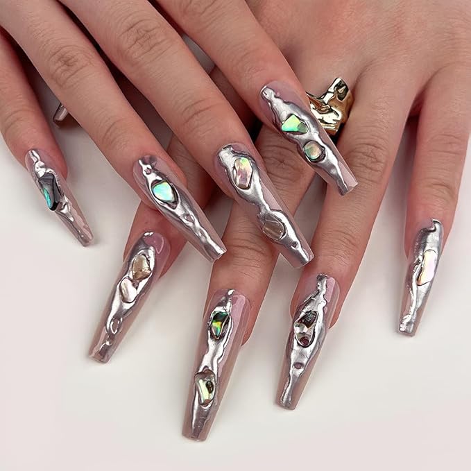 halloween nails Explosive 240 PCS Home DIY Nail Kit - Coffin False Nails, Press Ons, Fake Nails, Nail Tips, French Press On Nails - Transform Your Look Instantly(Long - Half Coffin)