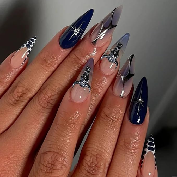 50PCS Bull Head Nail Charms, 3D Retro Alloy Nail Accessories Gold Silver Animal Designs Manicure Decorations for DIY Craft Making
