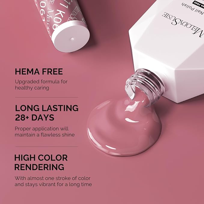 MelodySusie Hema Free Gel Nail Polish, 0.5 Fl Oz Thick Rosy Nude Gel Polish, Non-Toxic, Long Lasting, Soak Off UV Nail Polish, Manicure Nail Design Salon DIY Nail Art at Home K0611