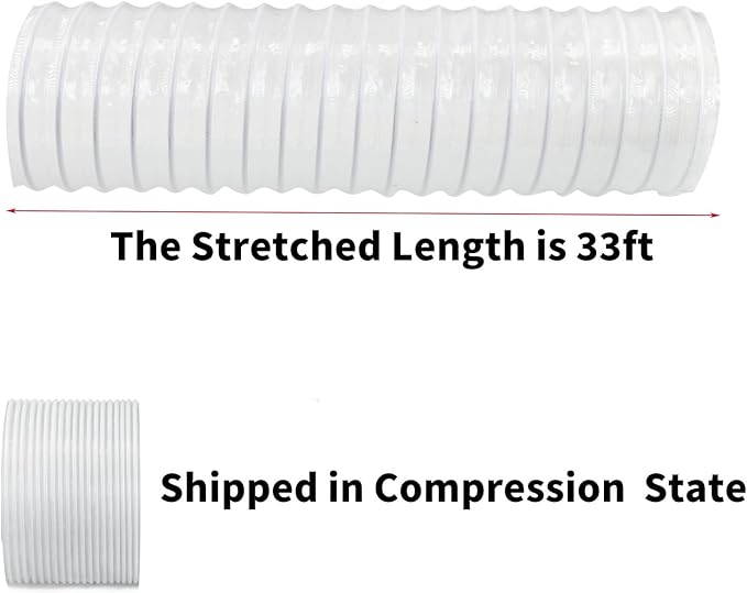 JUYO VONSAN 6 inch Dust Collection Hose 33ft 6” Heavy Duty Clear PVC Debris Flex Dust Collector Hose (6'' X 33ft)