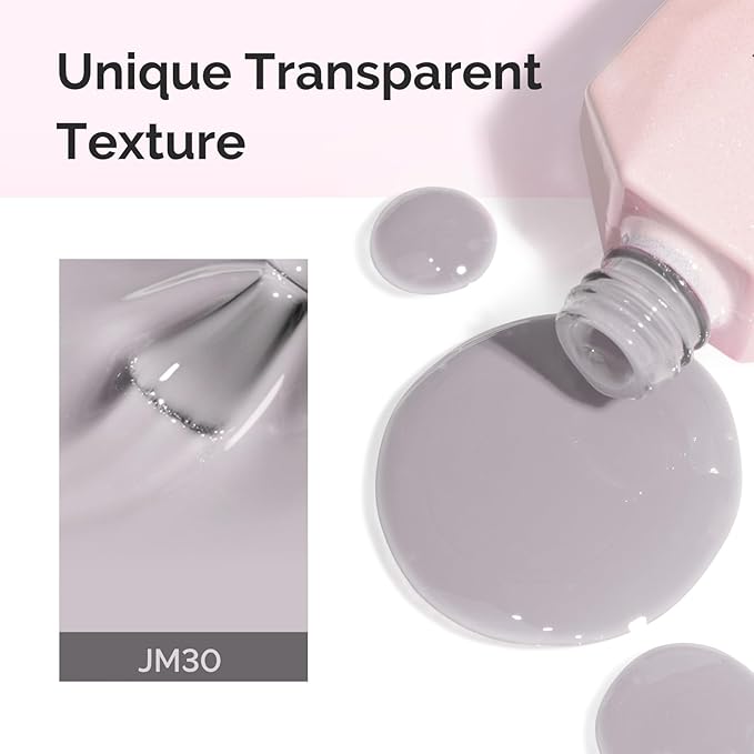 MelodySusie Jeweliver Jelly Gel Polish, 0.5Fl Oz Dark Gray Gel Nail Polish Sheer Neutral Translucent Nude Soak Off UV LED Light Cure Gift for Women Nail Art Manicure DIY at Home JM30