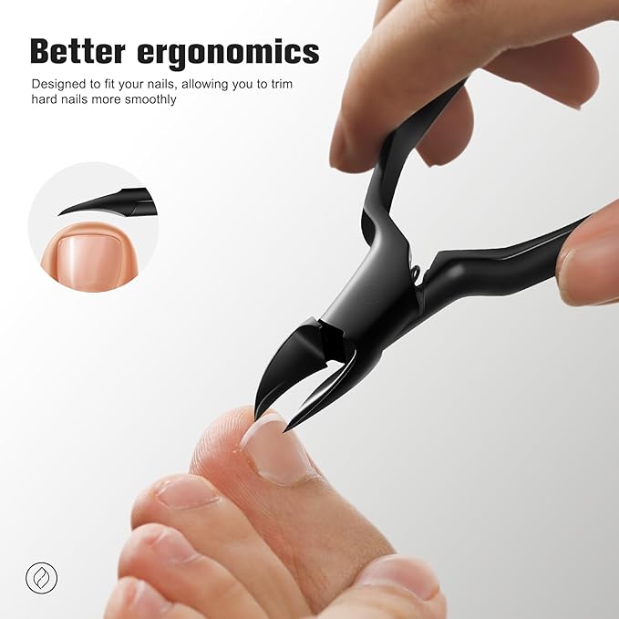 FERYES 25° Edge Toenail Clippers for Thick Nails for Seniors, Heavy Duty Nail Clippers for Ingrown Toenails