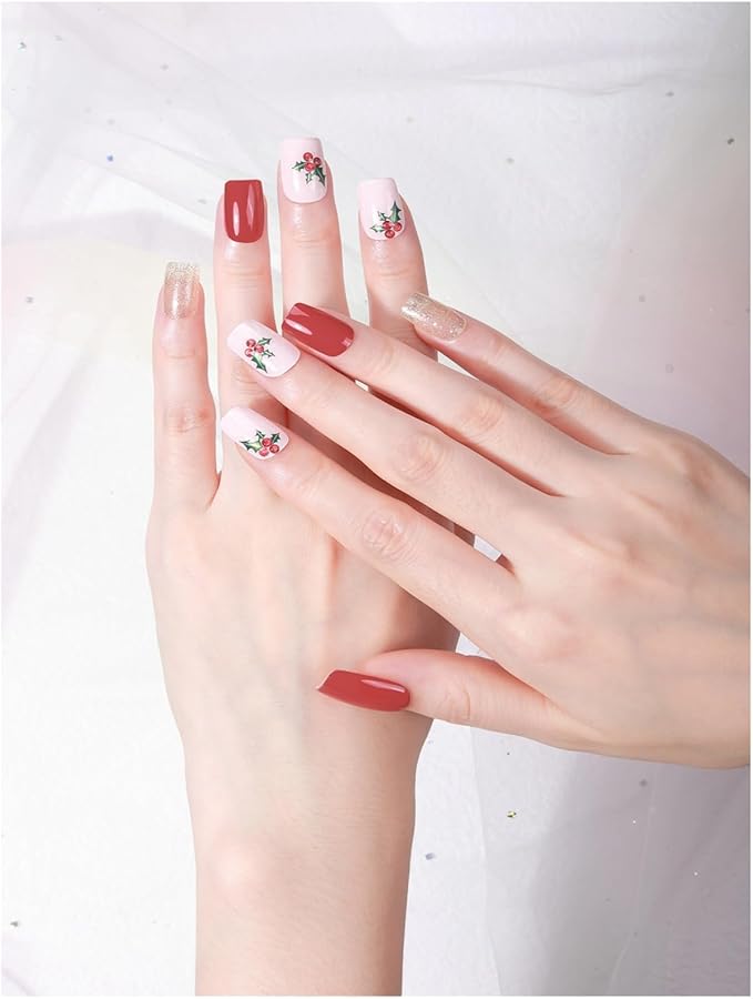 Nail Stickers, Gel Nail Strips with Manicure Tool Kit, 22 Pieces, Long Lasting, Chip Resistant, UV Free, Americana Bloom