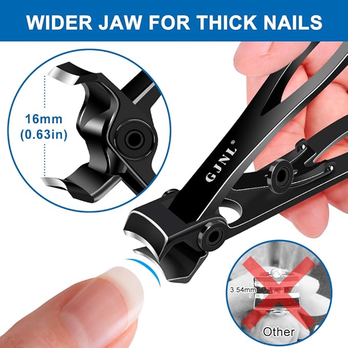 Nail Clippers for Men Thick Nails - Stocking Stuffers Gifts for Men 16mm Wide Jaw Opening, Large Toenail Clippers for Seniors for Thick Toenails