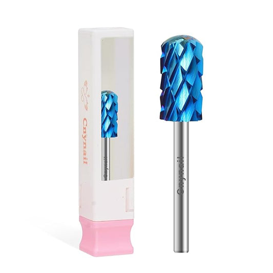 3/32" Large Barrel Smooth Round Top Tungsten Carbide Nail Drill Bit Safety Bit for Gel & Acrylic Removal, Right Way Rotating Efile Tip, Salon Electric File Accessory (5XC Grit, Blue)