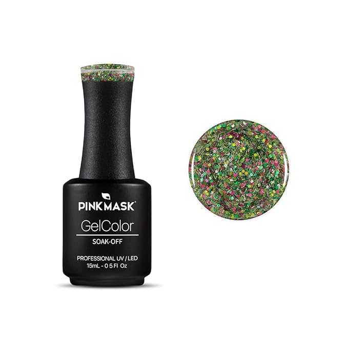 PINK MASK Gel Color Nail Polish We Wish You - Col. All I Want For Christmas 15ml / o.5 oz - UV/LED Gel Polish, Non Wipe, Long Lasting, Soak Off Formula