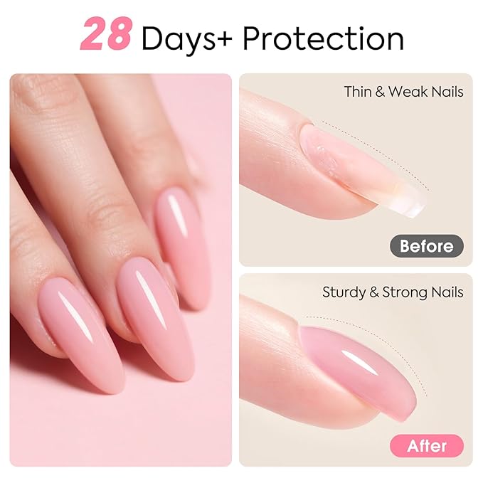 CANNI Rubber Base Gel – 9ml Soft Pink Base Coat Gel, Natural Cover Strengthening for Weak Nails, Soak Off UV LED for DIY Salon Manicure