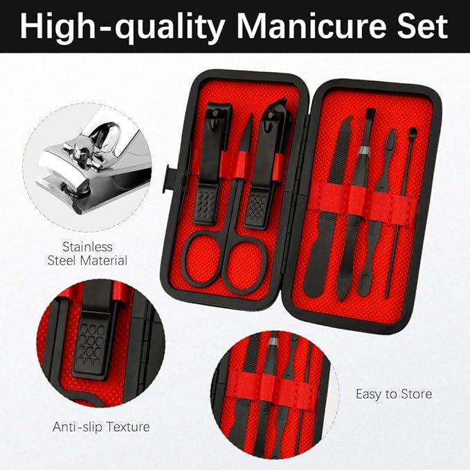 Manicure Set, Nail Clipper Set 7 in 1 Manicure Kit Stainless Steel Nail Clipper Kit Pedicure Kit Portable Nail Grooming Kit Fingernail Toenail Clippers Mothers Day Gifts for Women Men Boyfriend