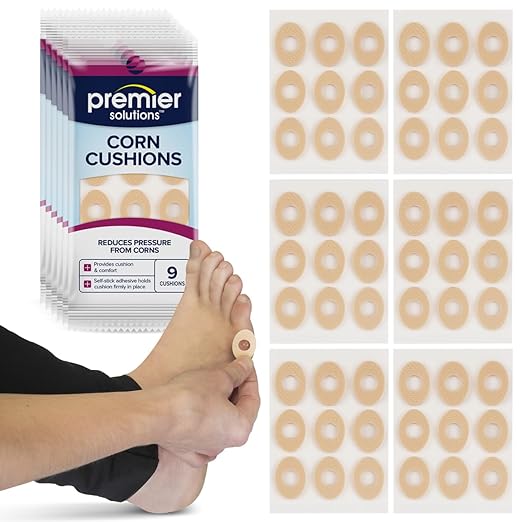 Corn Cushions for Feet, Self-Stick Adhesive Foot Care Cushions to Pad and Protect Corns, 54 Count (6 Packs of 9)