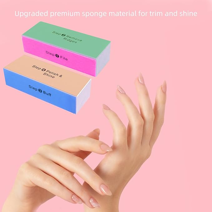 SKYPIA 4 Way Nail Buffer Block Nail Files and Buffers, Smooth & Buff & Shine Professional Nail Files (4 Counts)
