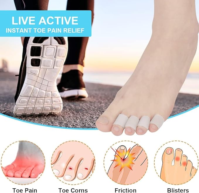 Silicone Toe Protection, 20 Pieces Toe Protection, Toe Tube, for Small Toes and Fingers, Blisters, Calluses, Reduce Rubbing, Relieve Pain.