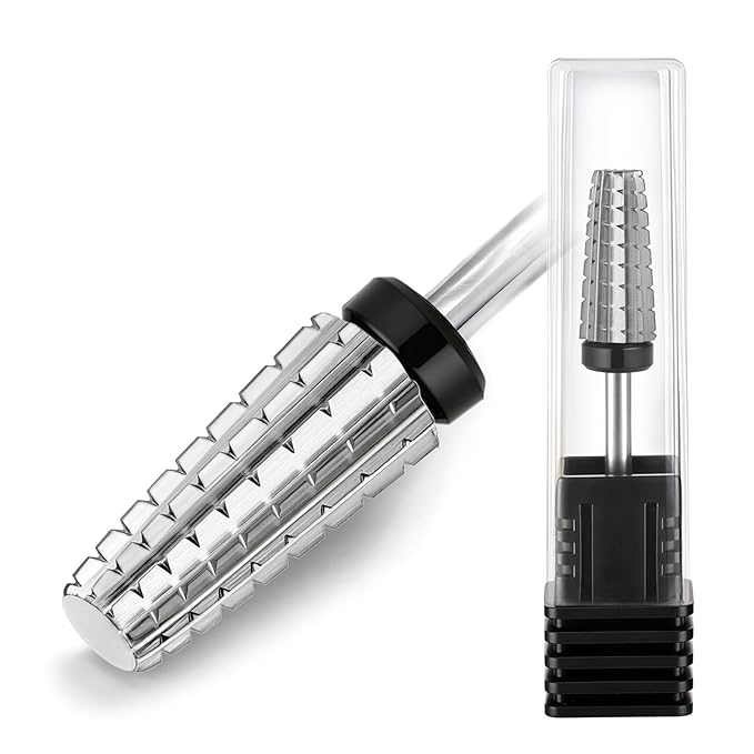 Fantexy 5 in 1 Nail Drill Bits,Professional 3/32" Shank Tungsten Steel Bits for Acrylic Nails,Manicure,Nail Art,Drill Machine,Both Left and Right Handed - Two Way Rotate Use (Extra Coarse - XC)