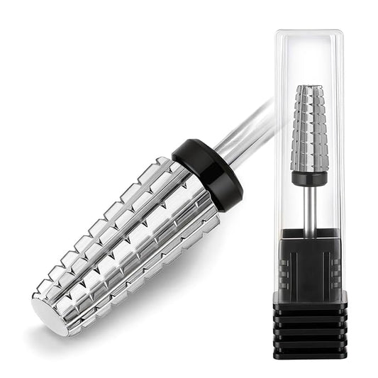 Fantexy 5 in 1 Nail Drill Bits,Professional 3/32" Shank Tungsten Steel Bits for Acrylic Nails,Manicure,Nail Art,Drill Machine,Both Left and Right Handed - Two Way Rotate Use (Extra Coarse - XC)
