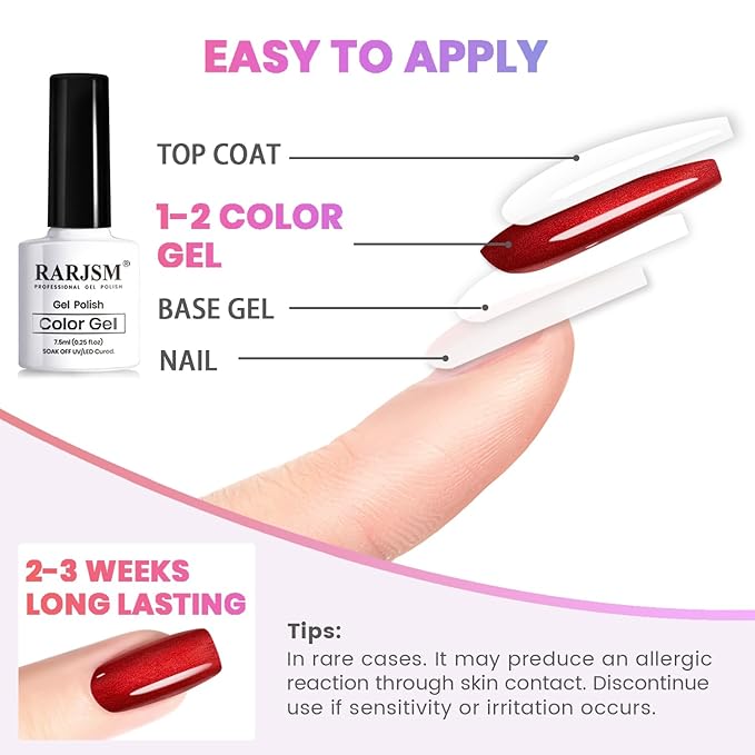 RARJSM Chameleon Gel Nail Polish Set 6pcs Multichrome Gradient Color Changing Orange Blue Purple Red Green Shimmer Glitter GelPolish Curing Requires Soak Off Sparkle Chrome Nail Gel Varnish 7.5ml