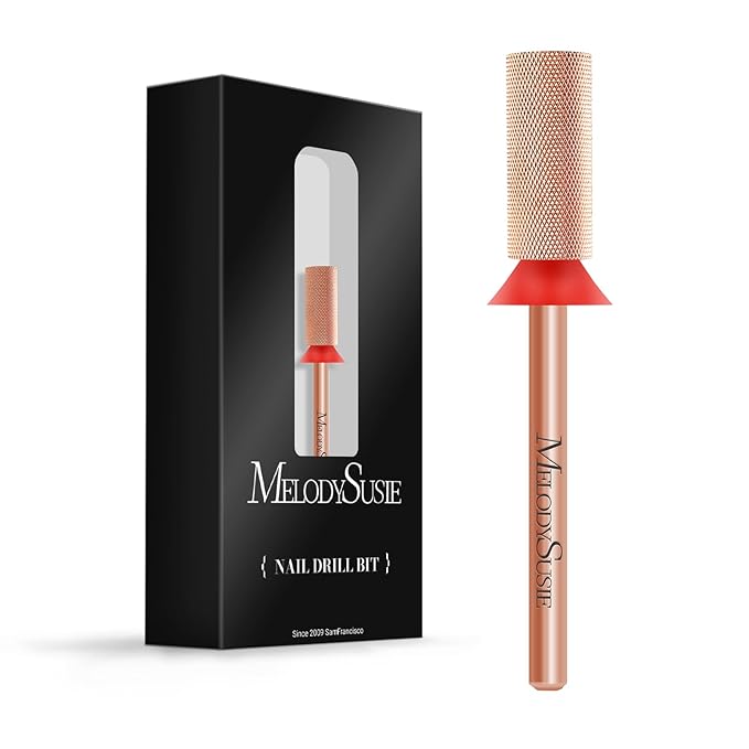 MelodySusie Large Barrel Nail Buffer Bit, Professional Safety Carbide Nail Bit for Nature Nail Bed File Cuticle Dead Skin Cleaning Nail Prepare, Two Way Rotate, Manicure Nail Salon Supply, Rose Gold