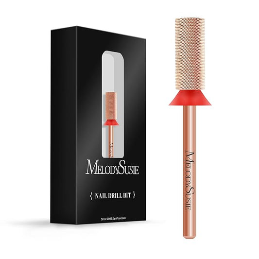 MelodySusie Large Barrel Nail Buffer Bit, Professional Safety Carbide Nail Bit for Nature Nail Bed File Cuticle Dead Skin Cleaning Nail Prepare, Two Way Rotate, Manicure Nail Salon Supply, Rose Gold