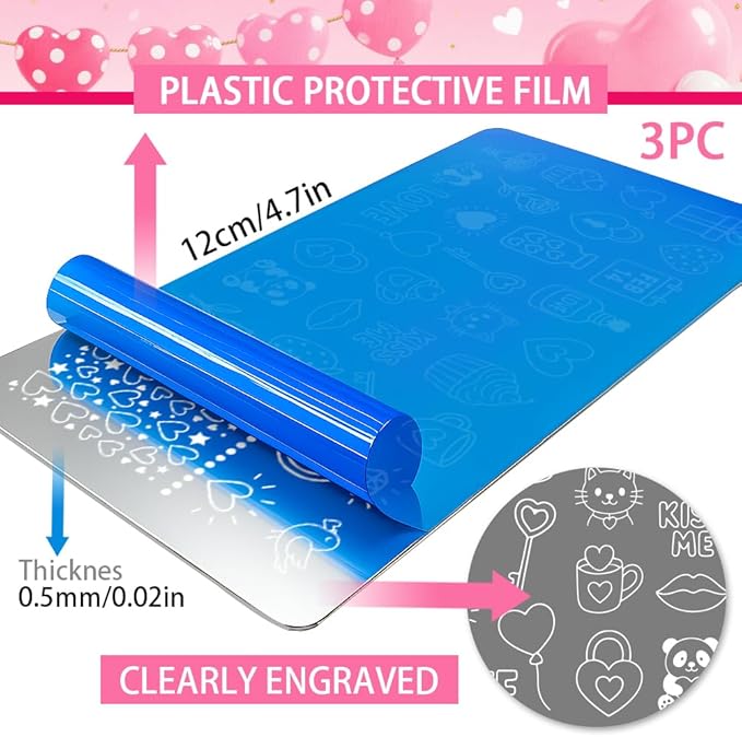 PH PandaHall 5pcs Valentine's Day Nail Stamping Plates Love Heart Nail Art Templates Tulip Rose Flower Nail Art Stencil Bows Gift Nails Stamper for Women Party Holiday Manicures Salon Printing Design