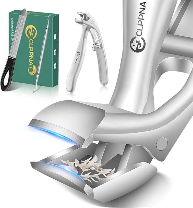Toenail Clippers for Seniors, 2025 Upgrade Angled Head Nail Clippers for Men with Catcher, CLPPNA Ergonomic Toenails Clipper for Thick Toenails Long Handle, Sharp Wide Jaw Fingernail Clippers Adult