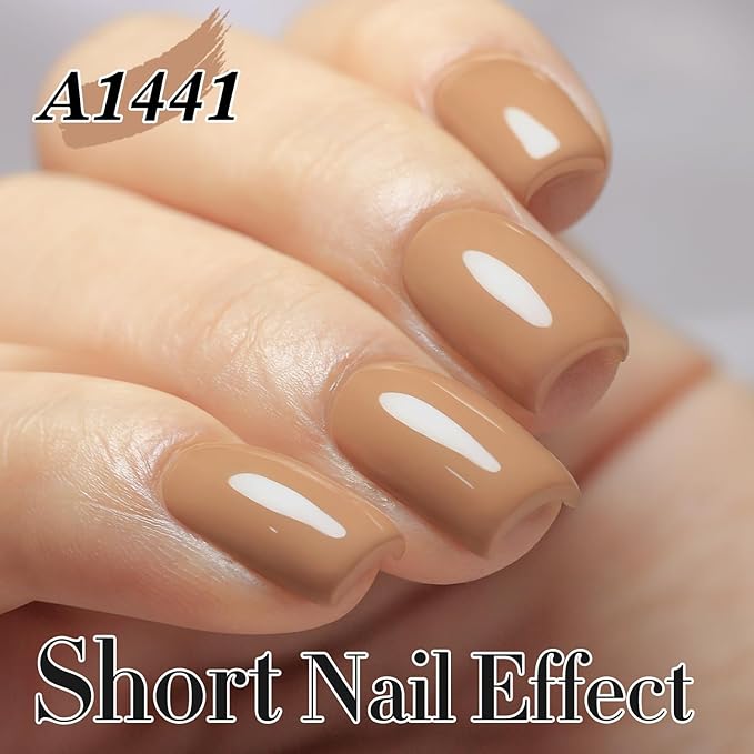 Double Rhythm Gel Polish 15ML Jelly Sheer Pastel Light Milky Color Pearl White Bottle 1 PC 0.5 OZ Full Size Nail Art Salon at Home (Deep Nude-D1441)