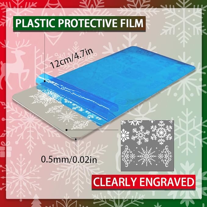 PH PandaHall 3pcs Snowflakes Pattern Nail Stamp Plate Christmas Theme Print Art Template Stainless Steel Winter Snowflake Nail Image Plate for Christmas Women Nails Decoration 4.7x2.3 inch