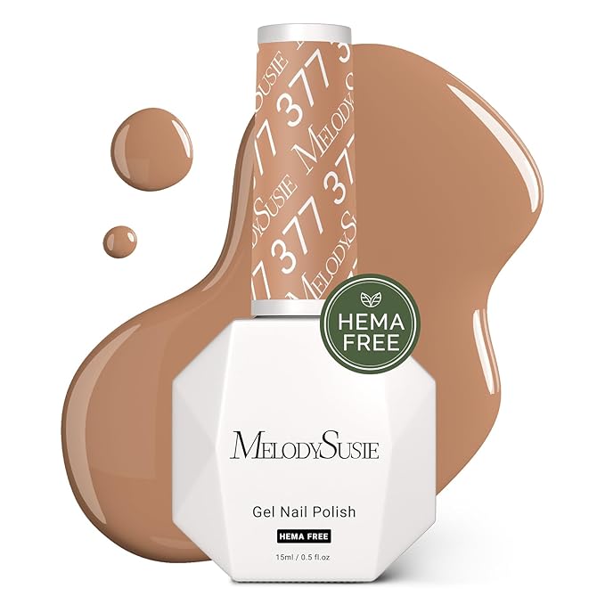 MelodySusie Hema Free Gel Nail Polish, 0.5 Fl Oz Thick Beige Brown Gel Polish, Non Toxic, Long Lasting, Soak Off UV Nail Polish, Manicure Nail Design Salon DIY Nail Art at Home 377