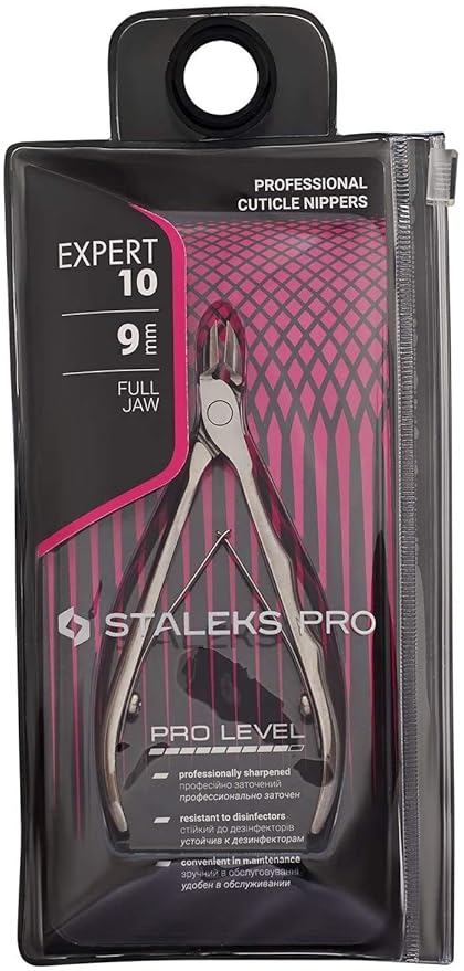 Staleks EXPERT 10 Cuticle Nippers 9 mm – Straight Blades with Heel – Compact Handle Design for Precise Trimming