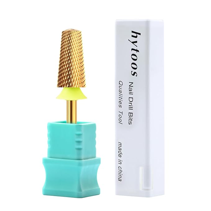 Safety Tapered Nail Drill Bits,Titanium Coating Rounded Top Manicure Carbide Bit, 3/32 Two-way Rotate for Both Hand, Electric Drills Nails Accessories Base Gel Remover Tool (XF, titanium)