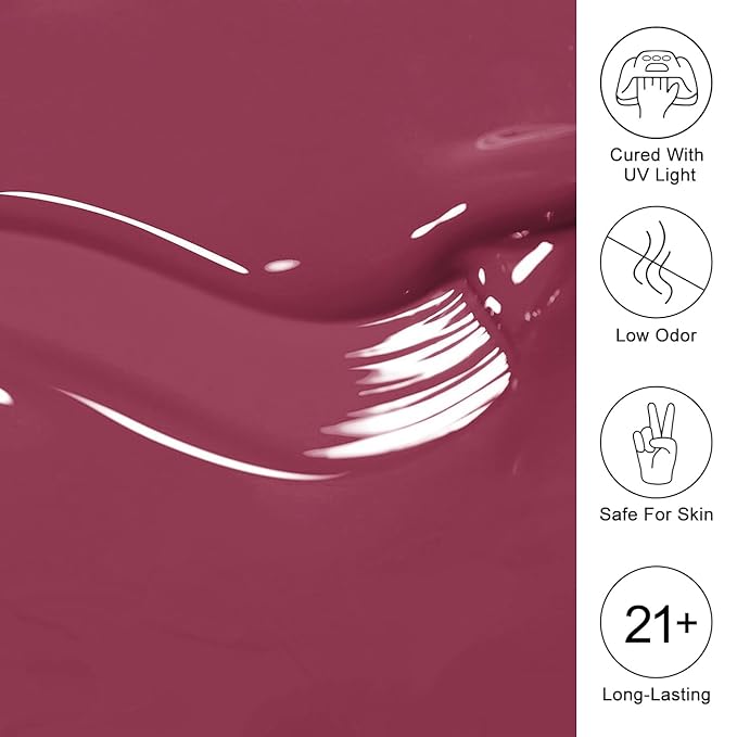 Imtiti Red Gel Nail Polish, Red Brown Gel Polish High Gloss Soak Off UV LED Nail Gel Polish Red Bean Autumn Winter Gel Polish Nail Art Manicure Salon DIY Design Gel Nail Kit 10ML
