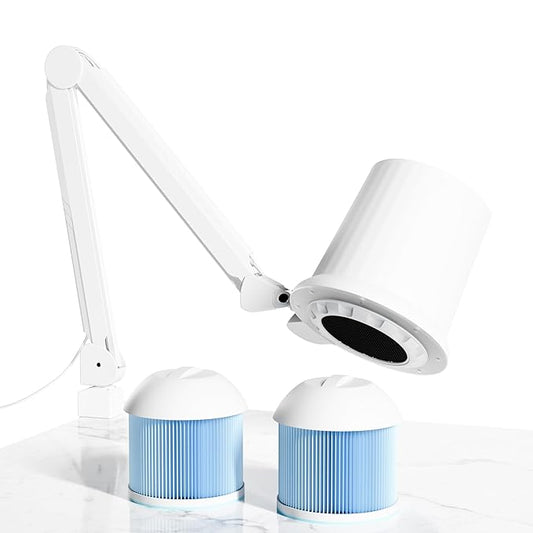 80W Industrial Nail Dust Collector, Adjustable 5000Pa Suction&3000lm Light,Comes With Two Replacement Filter And Universal Table Mount clamp, Low Noise Vacuum Fan for Polishing &Salon. (3000PA)