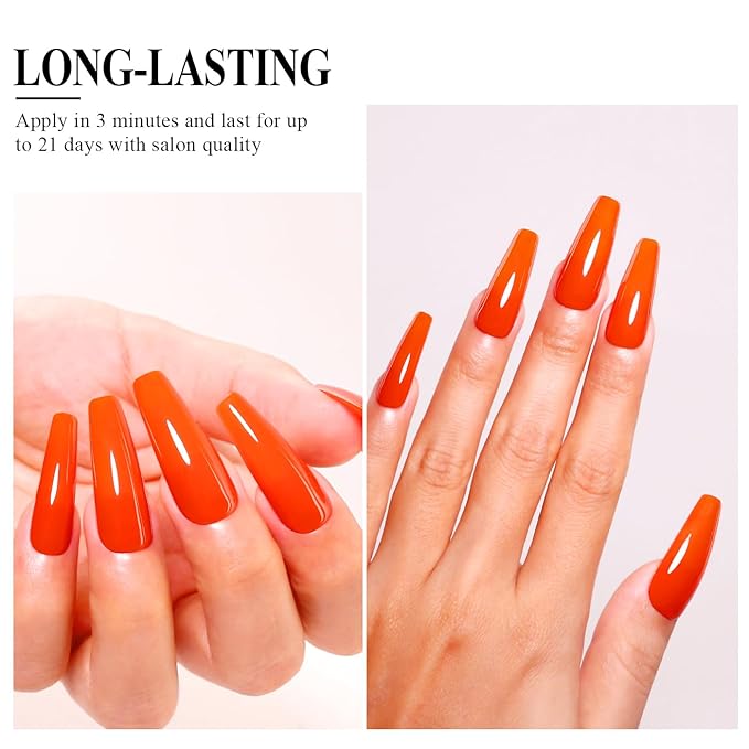 Imtiti Orange Gel Nail Polish, 15ML Bright Orange Polish, Autumn Winter Poland, Soak Off LED UV Poland, DIY Nail Art Kit
