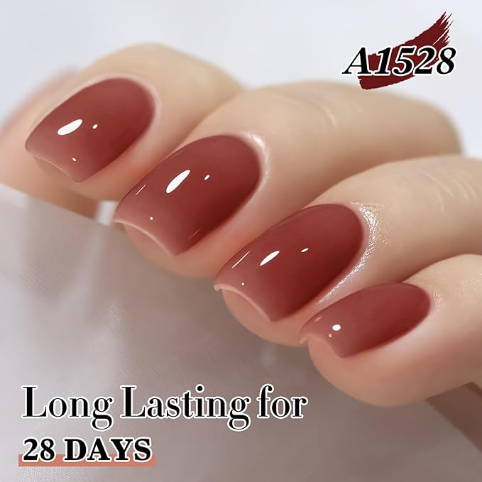 Double Rhythm Gel Polish 15ML Jelly Sheer Pastel Light Milky Color Pearl White Bottle 1 PC 0.5 OZ Full Size Nail Art Salon at Home (Deep Purple-D1528)