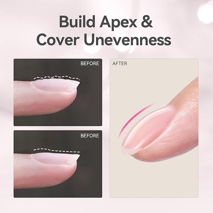 BORN PRETTY Builder Gel for Nails, 8-in-1 Extension Gel Strengthener Gel Hard Builder Nail Gel Base Top Gel, Pink Gel Builder Rhinestone Nail Glue Gel in A Bottle Nails 15ML