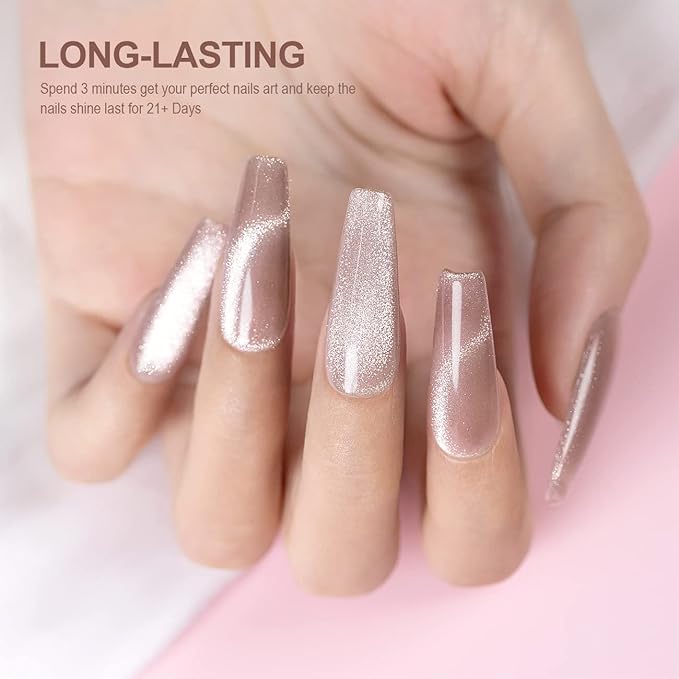 RARJSM Cat Eye Gel Nail Polish Purple Nude Gray Silver Glitter 15ml 9D Cateye Galaxy Universal Shimmer Velvet Ice Gel Polish Single Bottle with Magnetic Stick UV LED Curing Require Soak Off Home Salon