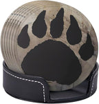 Bear Paw Print Premium Leather Coasters - Image 4