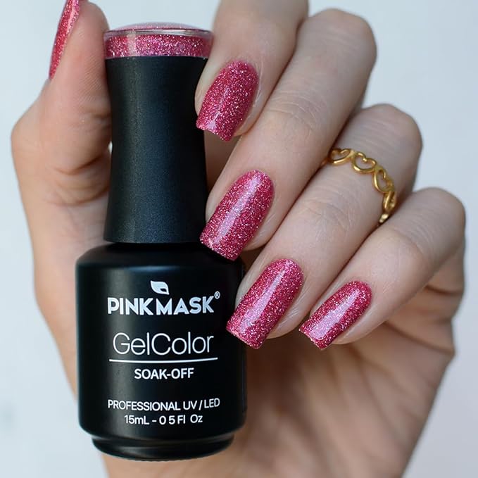 PINK MASK Gel Color Nail Polish Arlequin - Col. Masquerade 15ml / o.5 oz - UV/LED Gel Polish, Non Wipe, Long Lasting, Soak Off Formula