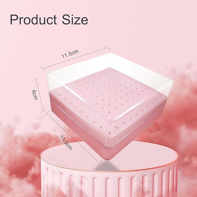 Nail Drill Bits Holder, CORFULRA Nail Organizer Box for Nail Drill Bits, Large Space of Container Case for Drill Bits for Nails, 100 Holes Dustproof Displayer Box of Nail Supplies for Nail Tach, Pink