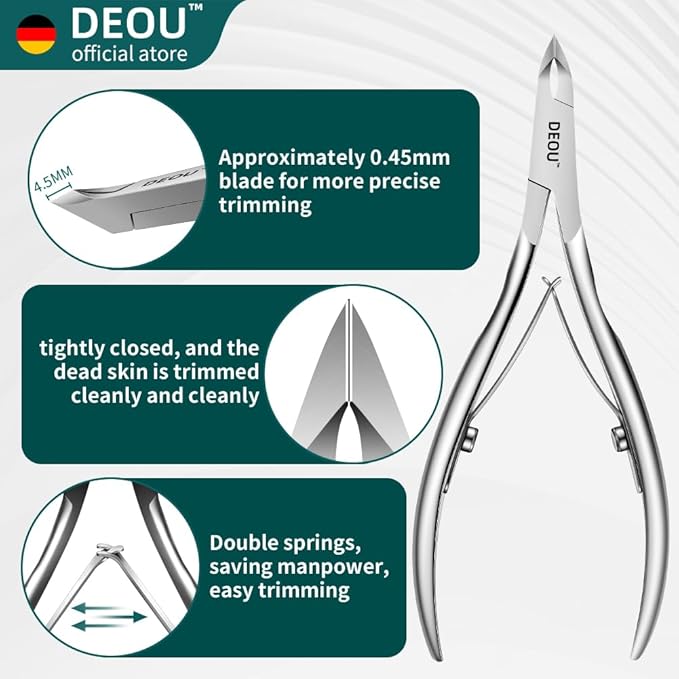 DEOU professional cuticle scissors, salon manicure tools, stainless steel eyelash trimmer, Manicurist nail care blade, extremely sharp, for women's manicure (Cuticle scissors + Gift box)