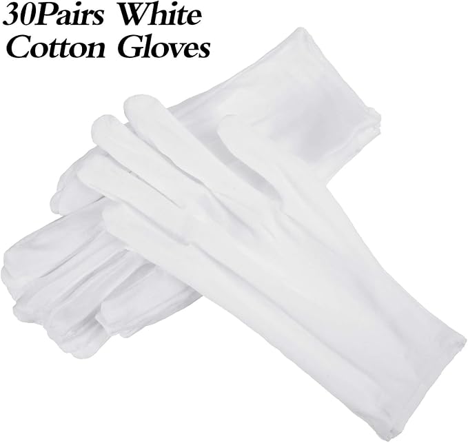 SATINIOR 60 Pcs Cotton Glove Stretchy Work Glove Reusable Mitten for Men Women Hand Dry Art Coin Handling Jewelry