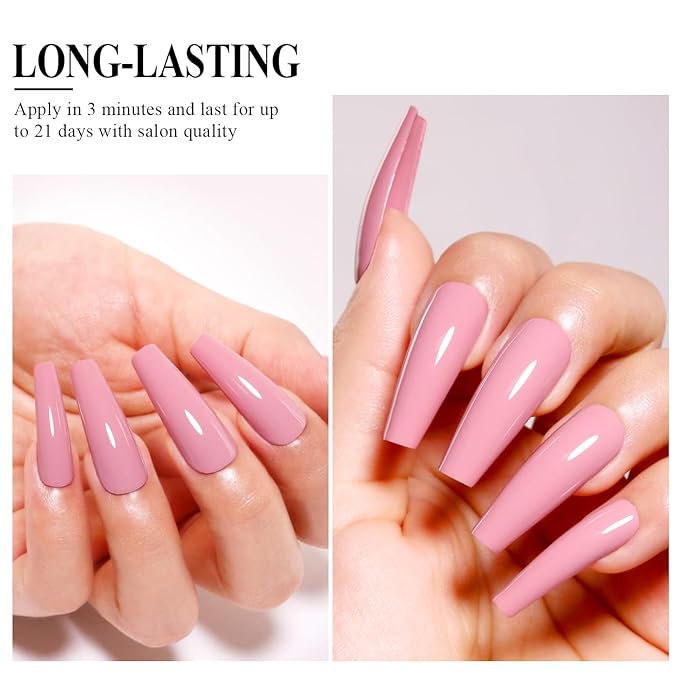 Imtiti Nude Gel Nail Polish - Natural Pink, 15ML Soak Off LED UV Gel Nail Polish Kit for Autumn Winter DIY Nail Art Manicure Salon