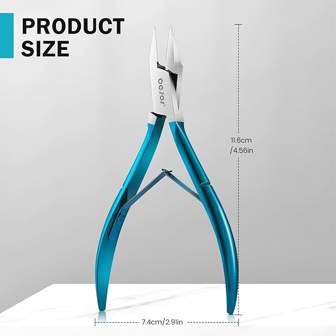 BEZOX Straight Blade Toenail Clippers - Wide Open Pointed Jaw Toe Nail Clippers for Ingrown Nails, Precision Grooming Toenail Scissors for Seniors Thick Toenails - Blue