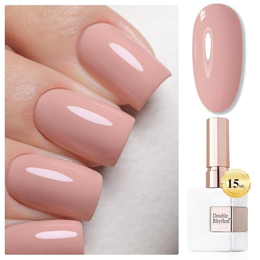 Double Rhythm Gel Polish 15ML Jelly Sheer Pastel Light Milky Color Pearl White Bottle 1 PC 0.5 OZ Full Size Nail Art Salon at Home (Milky Pink-D1116)
