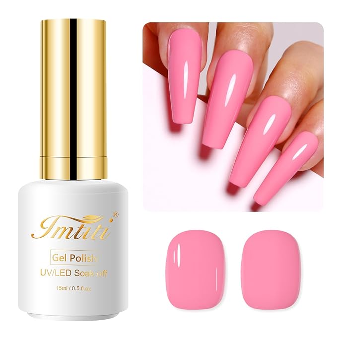 Imtiti Pink Gel Nail Polish: 15ML Baby Pink Autumn Winter Gel Nail Polish, Soak Off LED UV Nail Gel - DIY Nail Art Starter Manicure Salon Kit