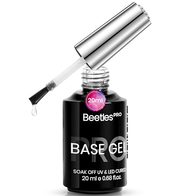 Beetles Pro Gel Base Coat– 20ml Each, Hema-Free & Self-Leveling Long-Lasting to 28 Days - Soak-Off Gel for LED/U V Lamps, Professional Salon Manicure