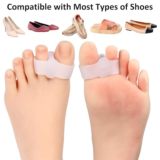 8 Pack Toe Separators Bunion Corrector with 2 Loops Overlapping Hammer Toe Separator Women Men Gel Toe Straightener Fabric Lining Splint for Feet Preventing Rubbing Relieve Foot Pressure