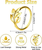 100 Pcs Gold Leaf Napkin Rings Set, Metal Napkin Ring Holders Buckles - Image 2