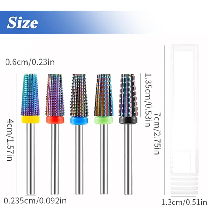 5Pcs Nail Drill Bits Set for Acrylic Nails, Multifunctional Tungsten Steel 5 in 1 Nail Polishing Grinding Head Manicure Tool