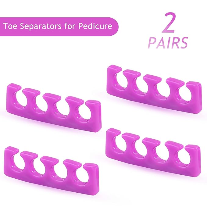Toe Separators for Women, 2 Pairs Soft Silicone Pedicure Toe Separators Toe Dividers for Nail Polish Washable Spacers Manicure Tools Salon Supplies separadores de dedos de los pies