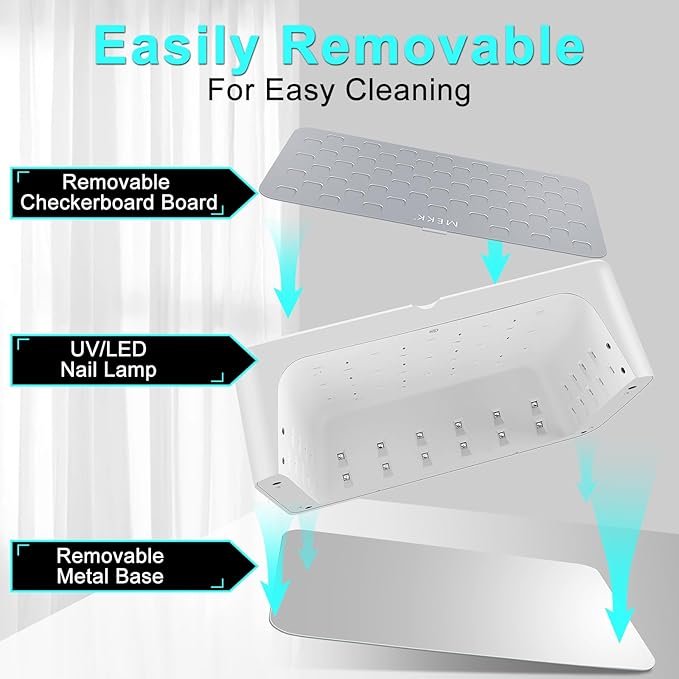 MEKK UV LED Nail Lamp - Luxury Cordless UV Light for Gel Nails with Red Light Skincare,4+2 Timer Modes,Two-Hand Design,Professional Nail Lamp for Salon & Home-White
